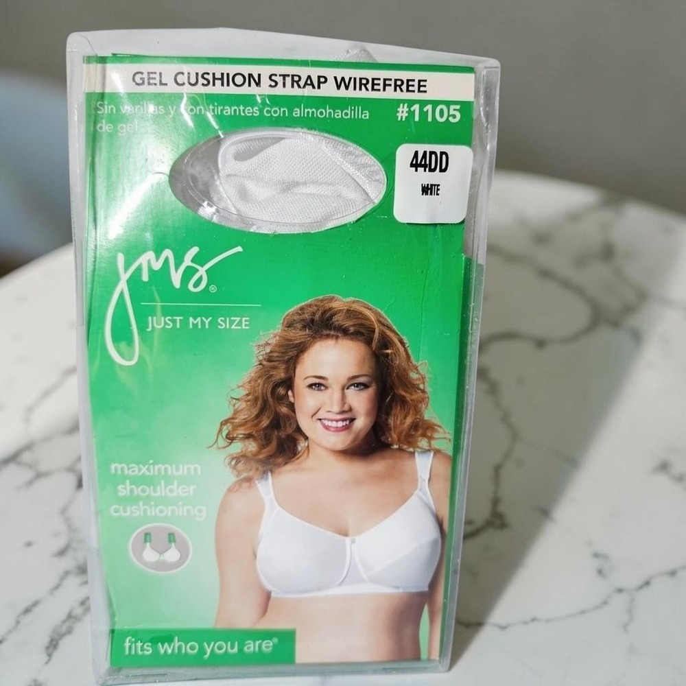 Just My Size JMS 1105 Bra 44DDWhite Gel Cushion Strap Wirefree New Vintage NOS